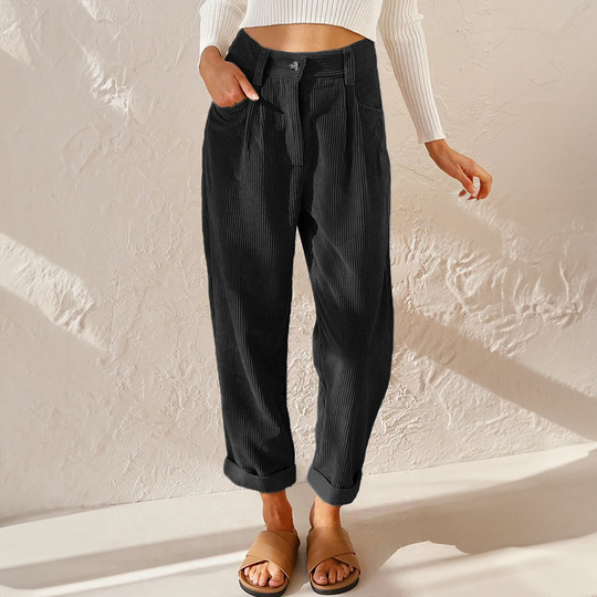 Nord Taschen - Lockere High Wait Cord Hose für Damen