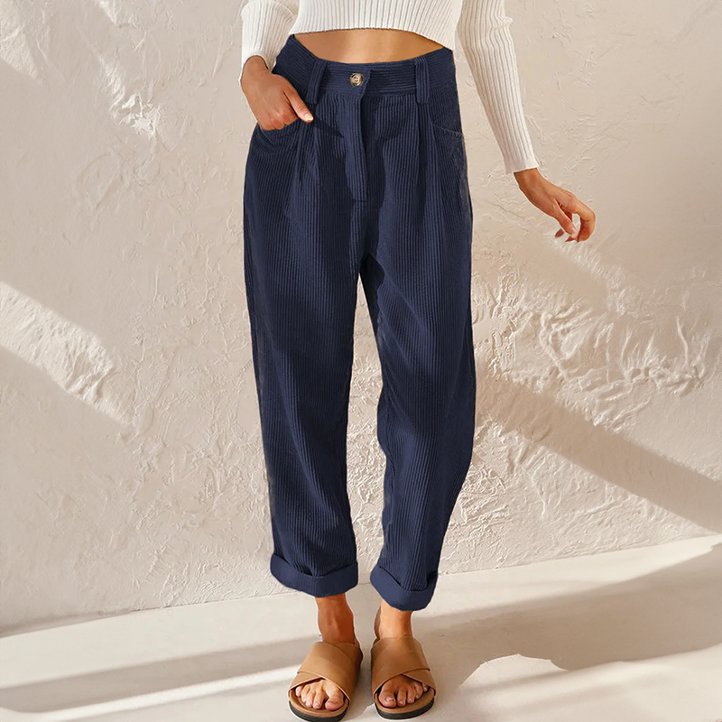 Nord Taschen - Lockere High Wait Cord Hose für Damen