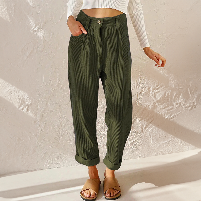 Nord Taschen - Lockere High Wait Cord Hose für Damen