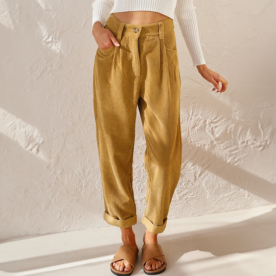 Nord Taschen - Lockere High Wait Cord Hose für Damen
