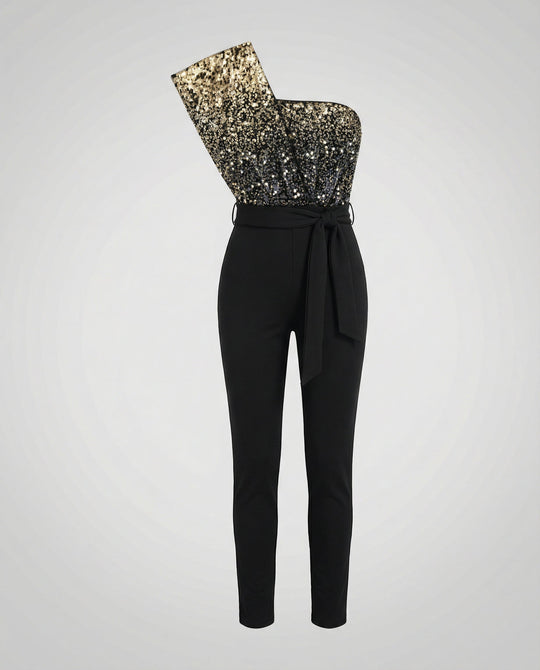 Patchwork Pailletten Jumpsuit Damen