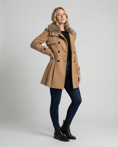 Eleganter Damen Wollmix Trenchcoat