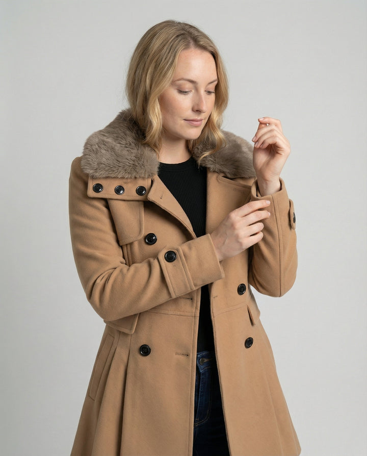 Eleganter Damen Wollmix Trenchcoat