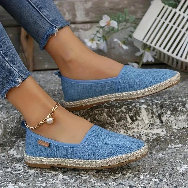 Damen Espadrilles Slip-On Canvas Flach Sommer
