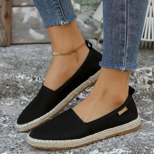 Damen Espadrilles Slip-On Canvas Flach Sommer
