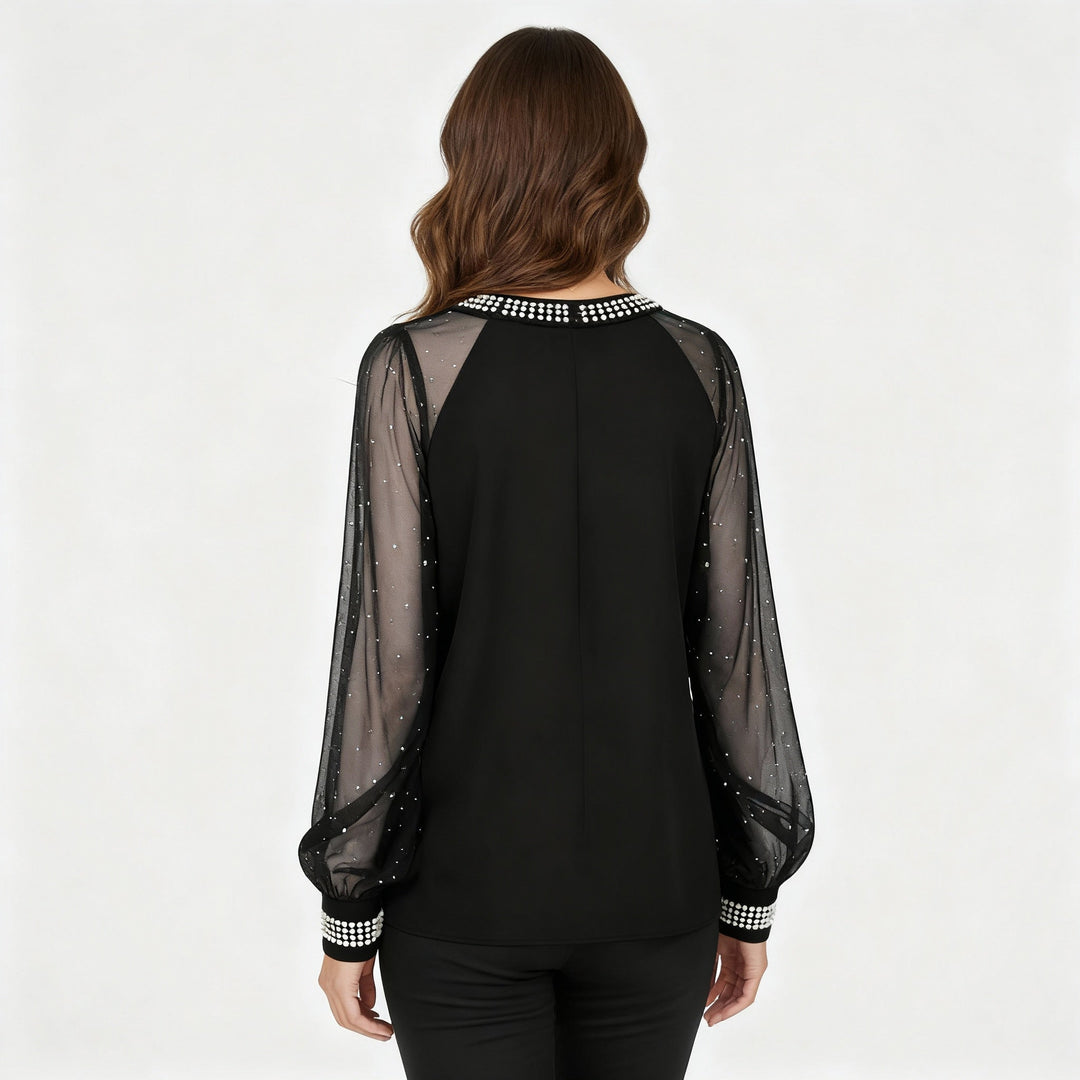 Mesh-Pailletten Damen Top