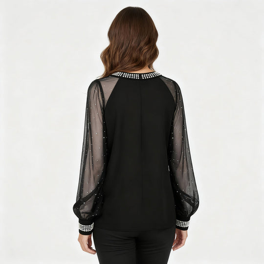 Mesh-Pailletten Damen Top