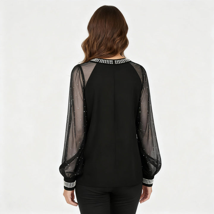 Mesh-Pailletten Damen Top