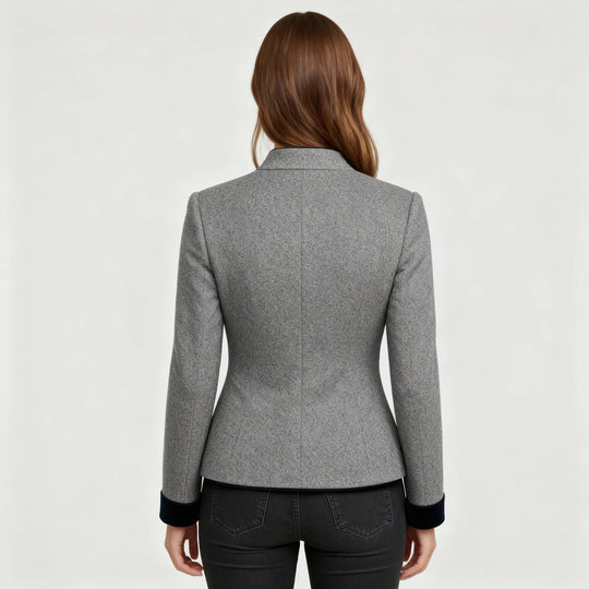 Klassische Strukturierte Premium Komfort Wolljacke Damen