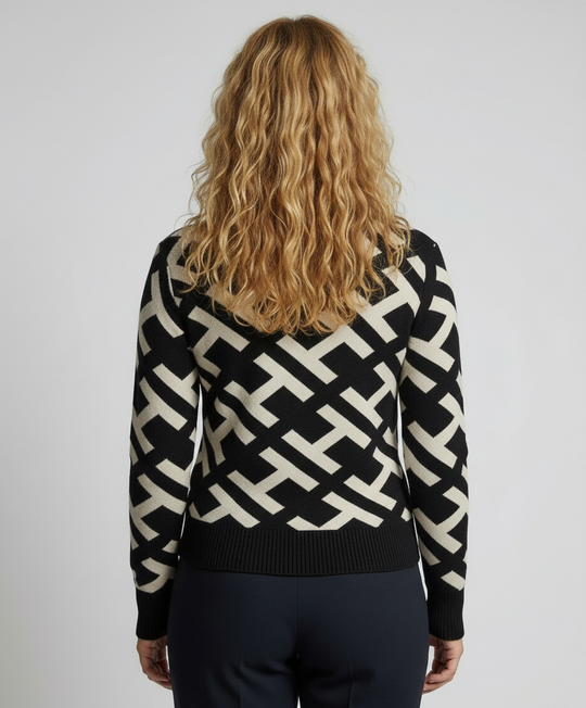 Bequemer Geometrischer Pullover Damen