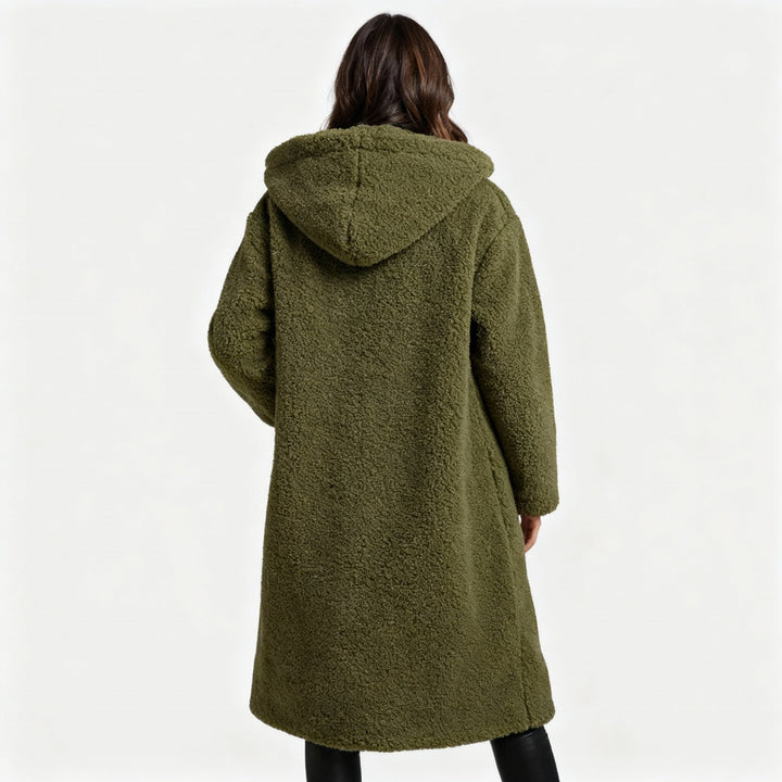 Modischer Teddy Mantel Damen Komfort Langer Mantel Kapuze