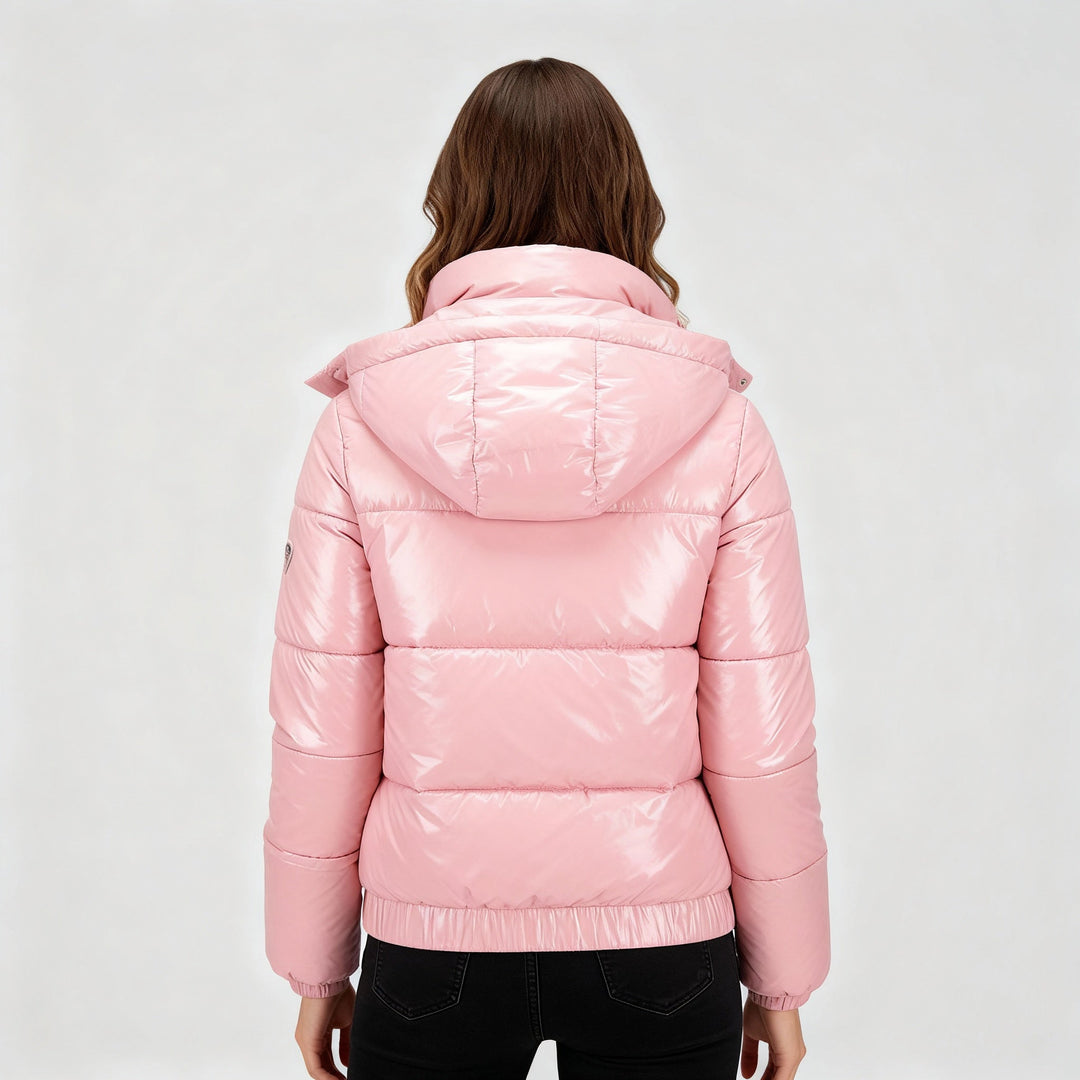 Glänzende Wasserabweisende Thermo Komfort Winterjacke Damen