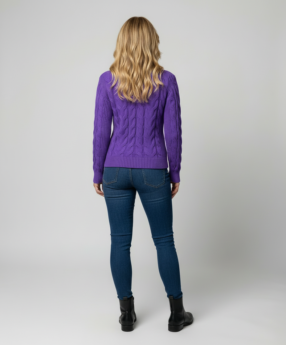 Zopfmuster Rollkragenpullover Damen