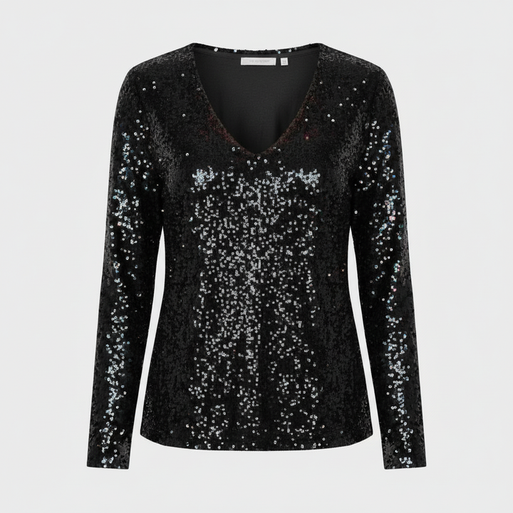 Glänzender V-Ausschnitt Pullover