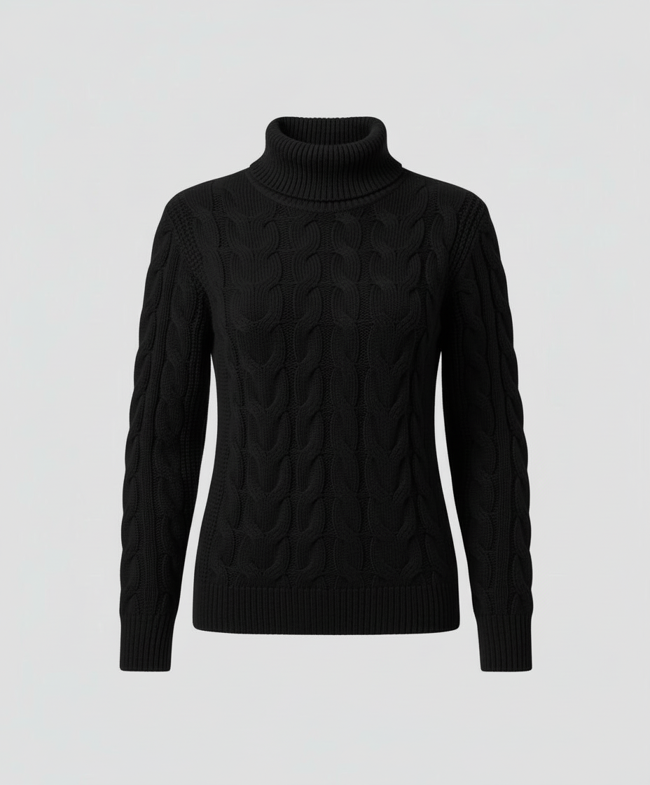 Zopfmuster Rollkragenpullover Damen