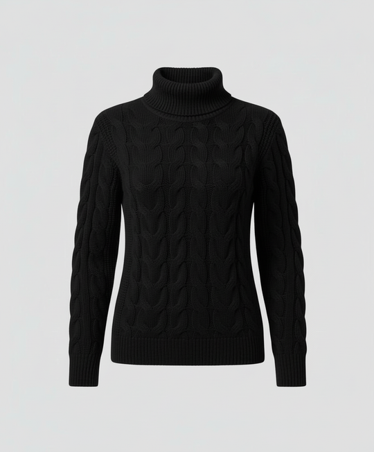 Zopfmuster Rollkragenpullover Damen