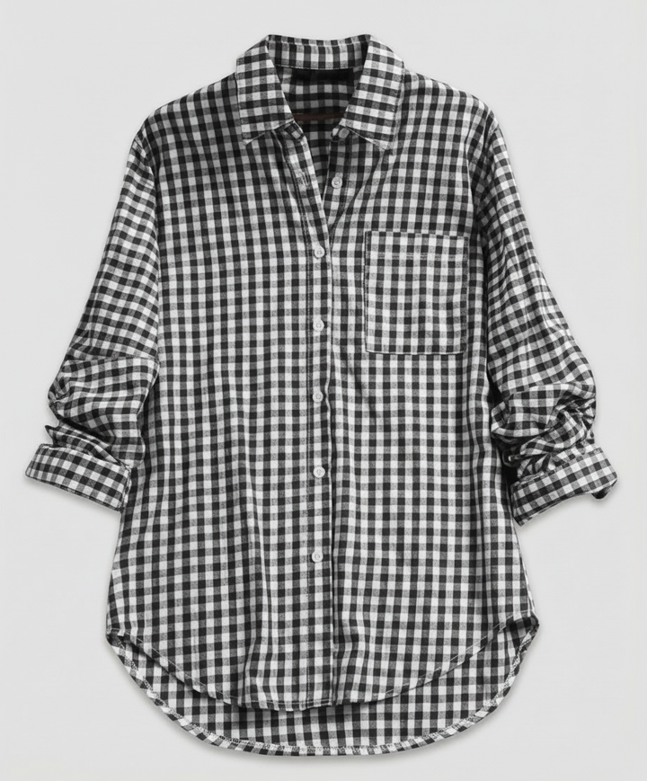 Damen Kariertes Hemd Oversize