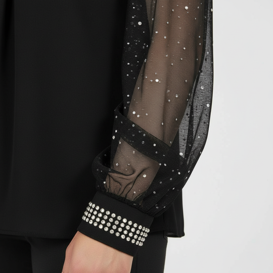 Mesh-Pailletten Damen Top
