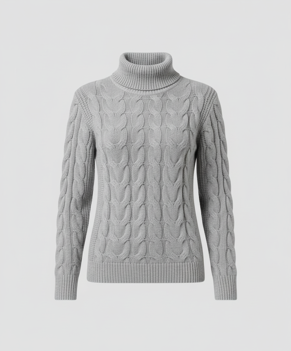 Zopfmuster Rollkragenpullover Damen