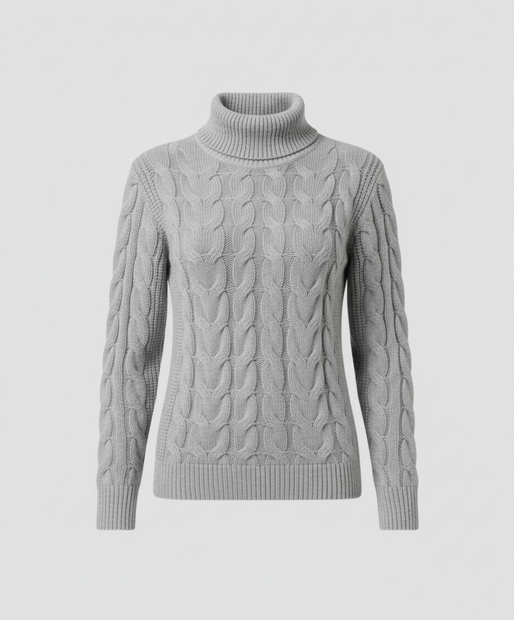 Zopfmuster Rollkragenpullover Damen