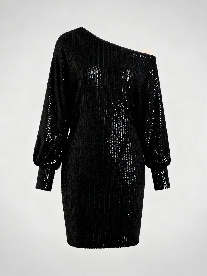 Glamouröses Kontrast Paillettenkleid Damen