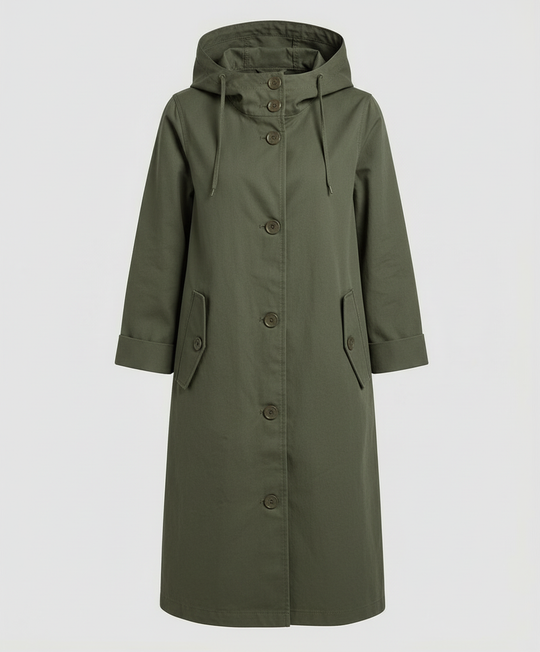 Bequemer Regen Trenchcoat Damen Kapuze | Heidi-Mode
