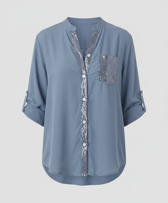 Glitzerbluse Damen Pailletten