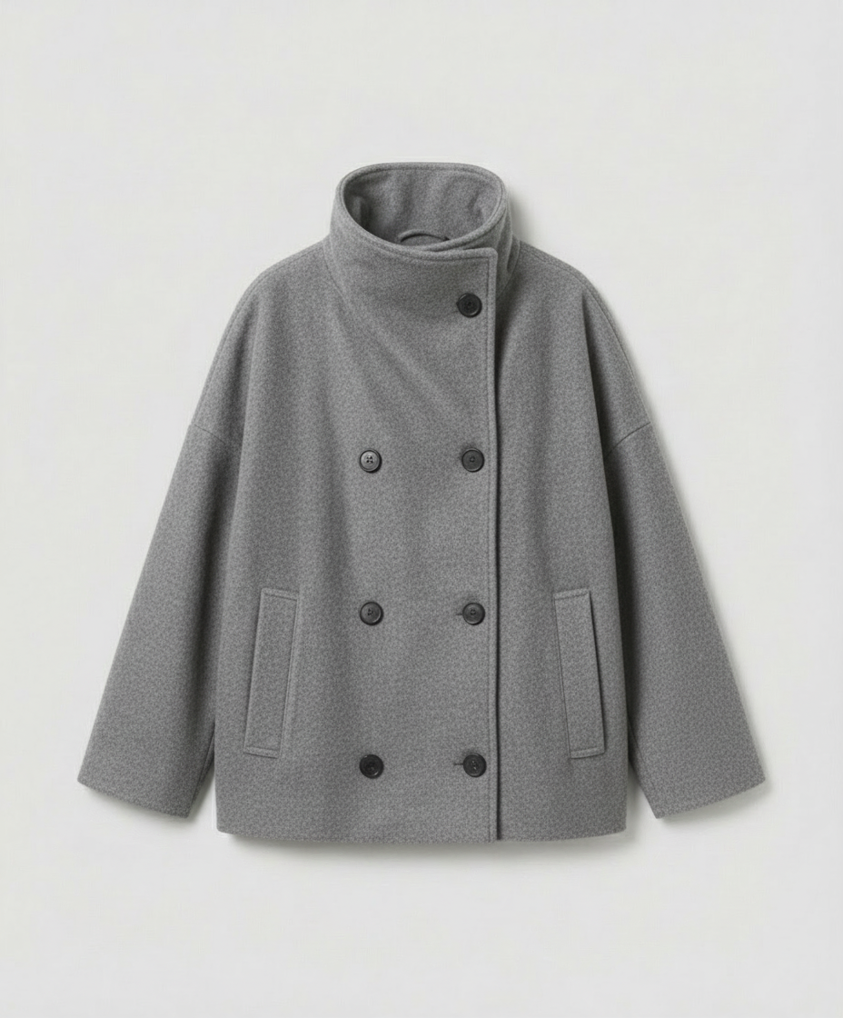 Oversized Wollmantel Damen Stehkragen