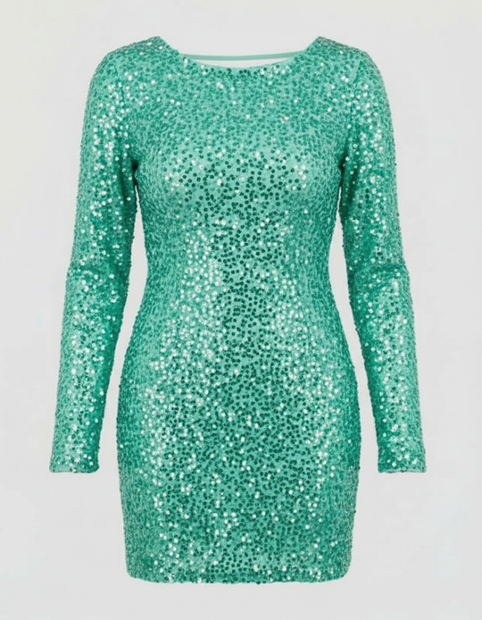 Rückenfreies Glitzer Winterkleid