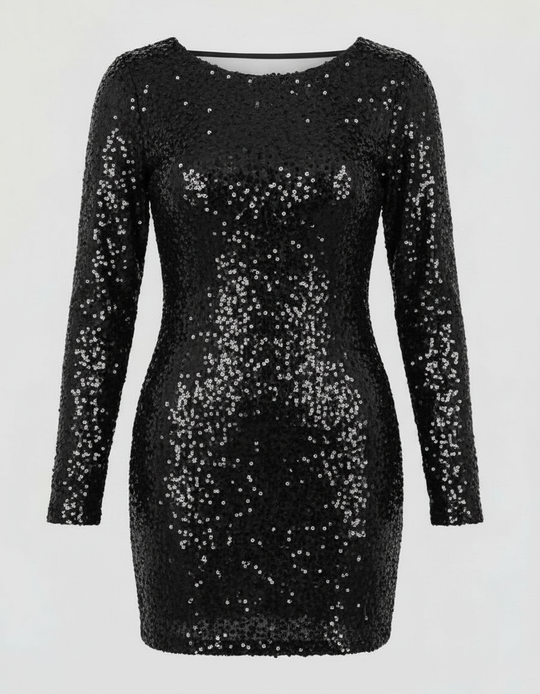 Rückenfreies Glitzer Winterkleid