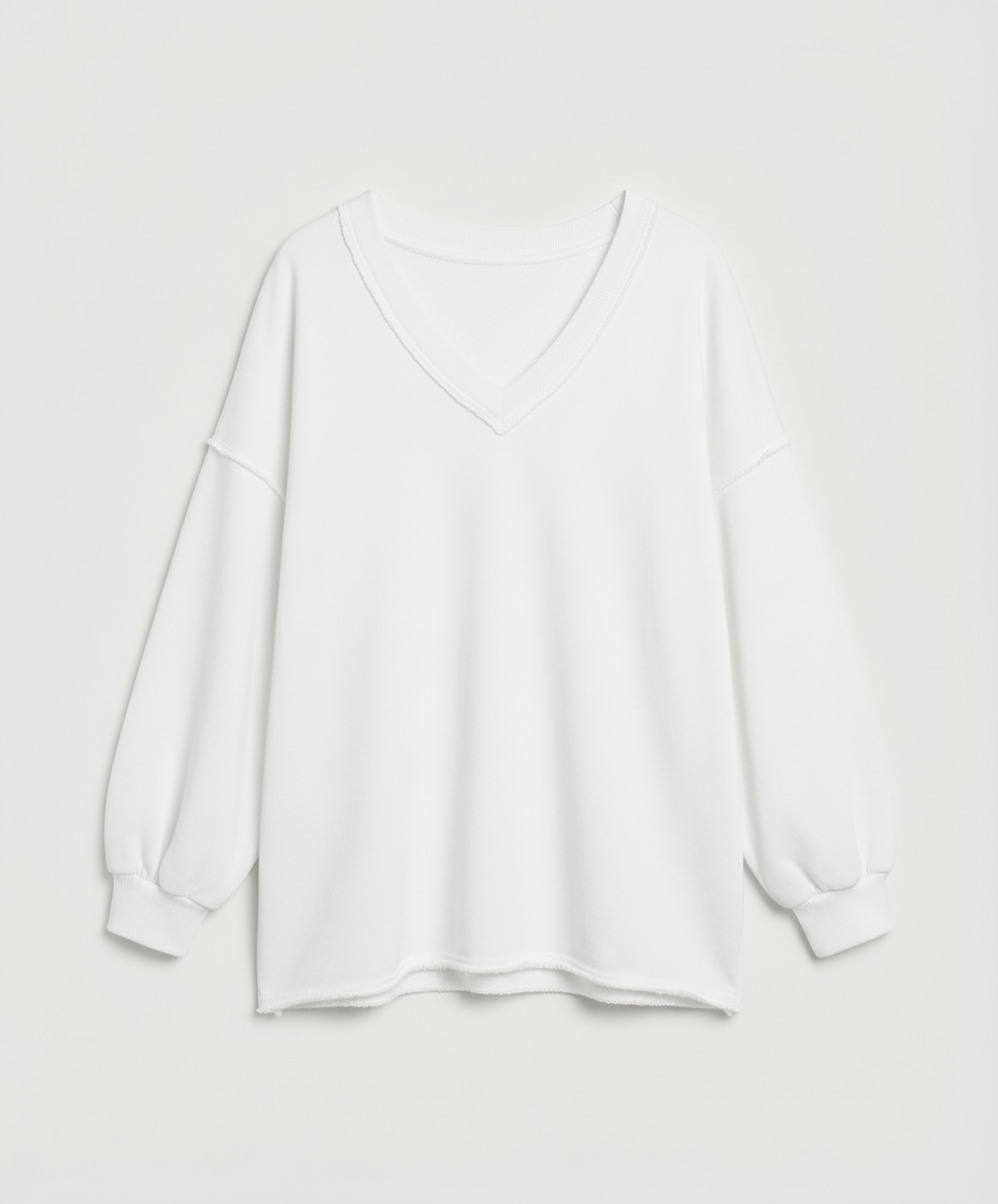 Oversized Damen V-Ausschnitt Sweatshirt
