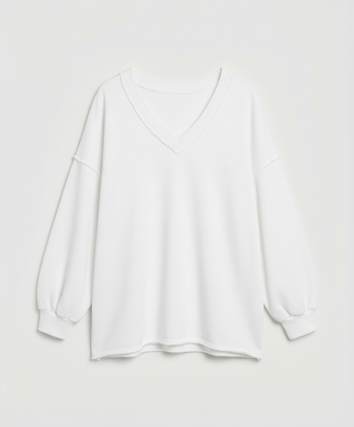 Oversized Damen V-Ausschnitt Sweatshirt