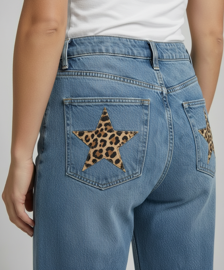 Retro Leoparden Boyfriend Jeans