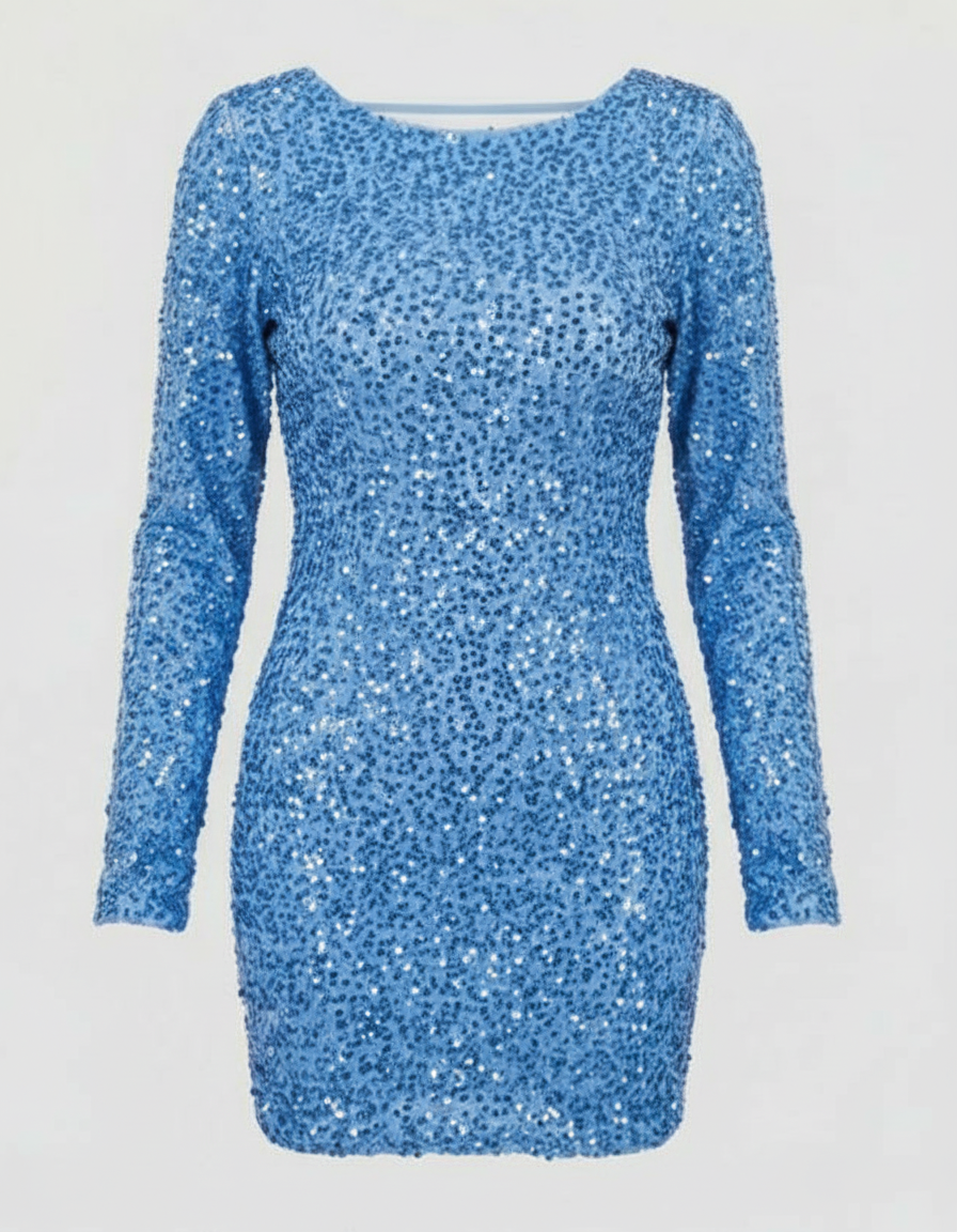 Rückenfreies Glitzer Winterkleid