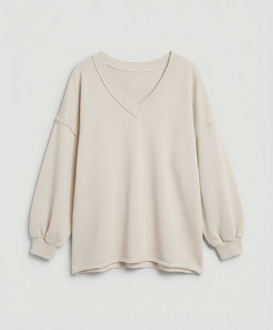 Oversized Damen V-Ausschnitt Sweatshirt