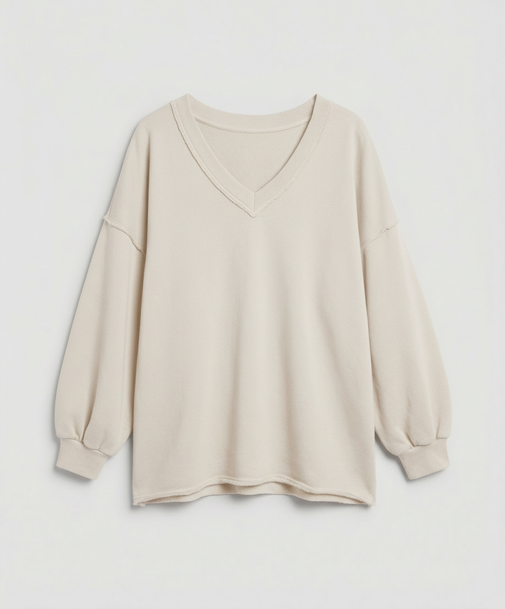Oversized Damen V-Ausschnitt Sweatshirt