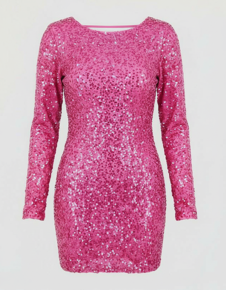 Rückenfreies Glitzer Winterkleid