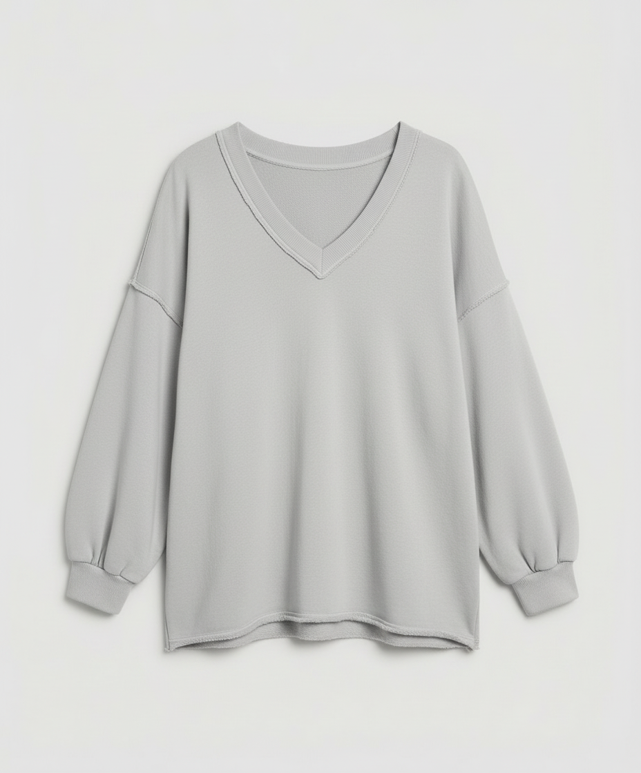 Oversized Damen V-Ausschnitt Sweatshirt