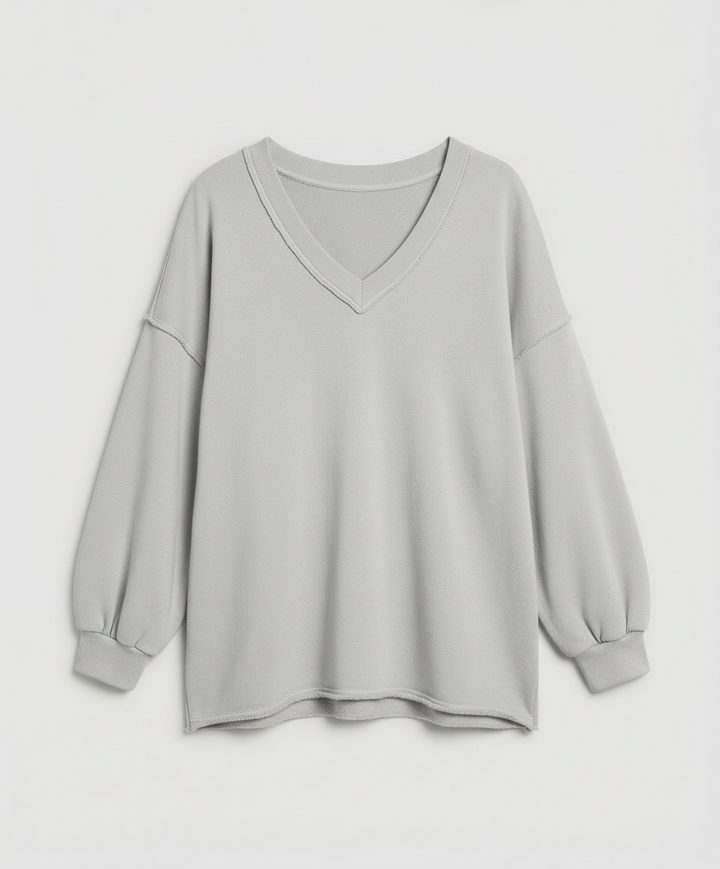 Oversized Damen V-Ausschnitt Sweatshirt