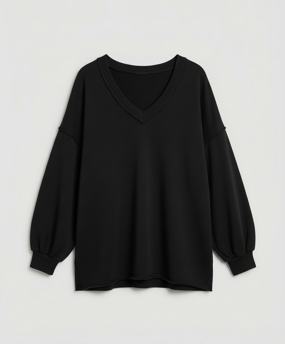 Oversized Damen V-Ausschnitt Sweatshirt
