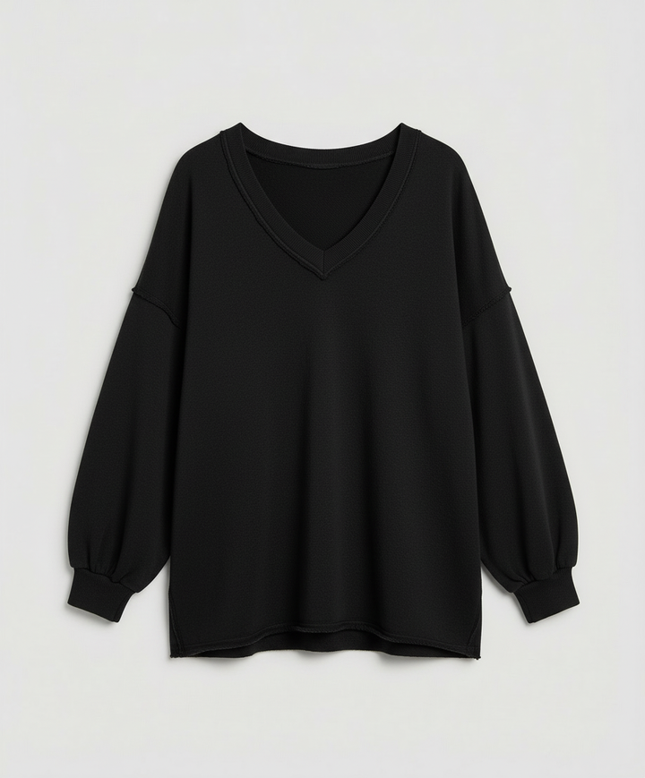 Oversized Damen V-Ausschnitt Sweatshirt