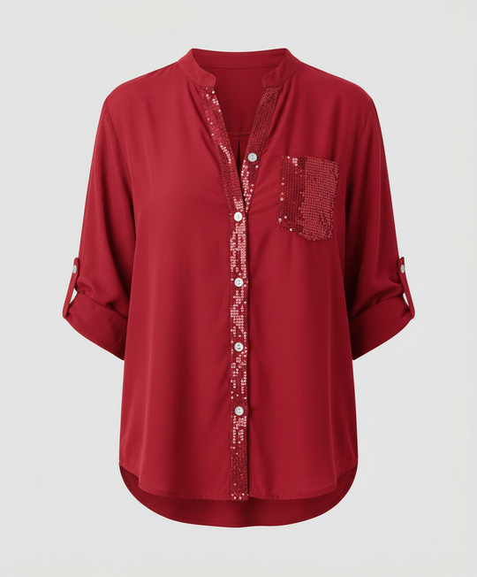 Glitzerbluse Damen Pailletten