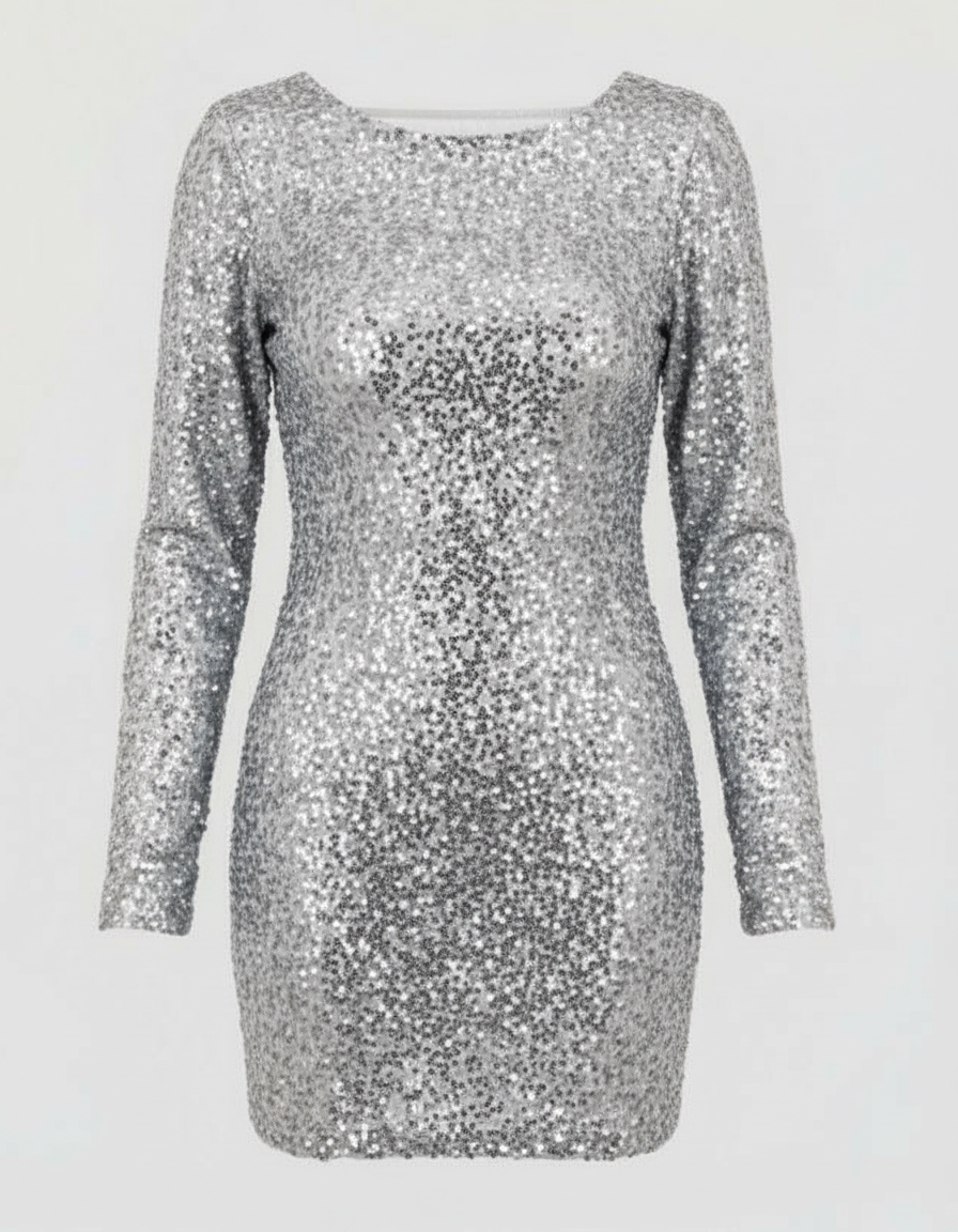 Rückenfreies Glitzer Winterkleid