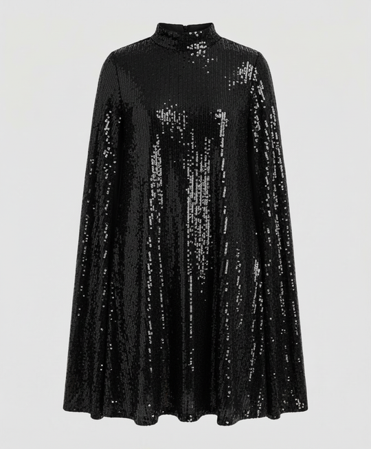 Elegantes Cape Pailletten Kleid