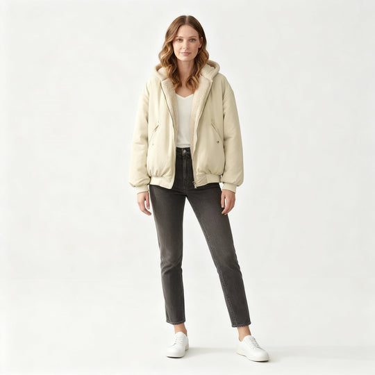 Bequeme Oversized Winterjacke Damen Komfort Warm Fleecelook