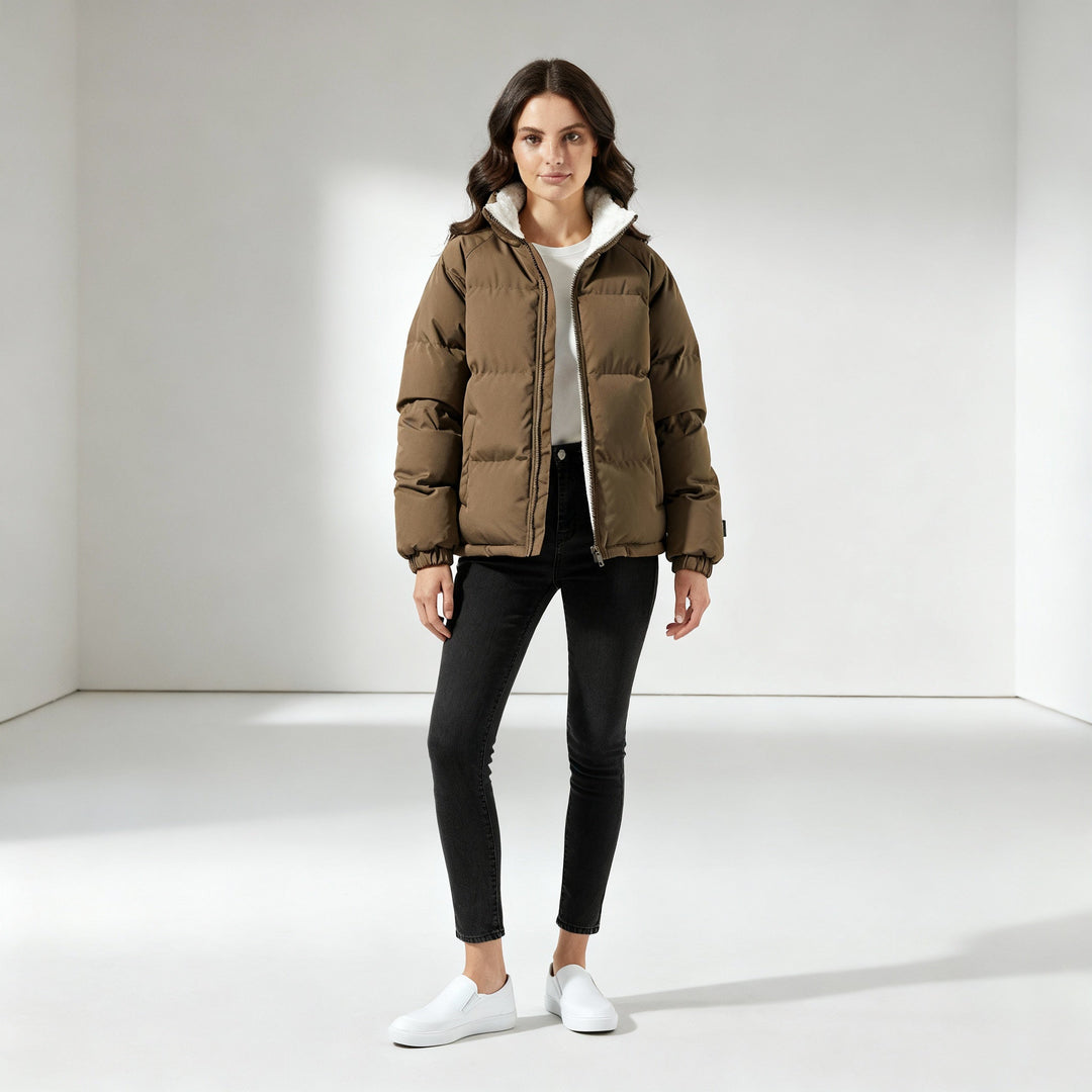 Warm Fleecegefüttert Leicht Pufferjacke Damen
