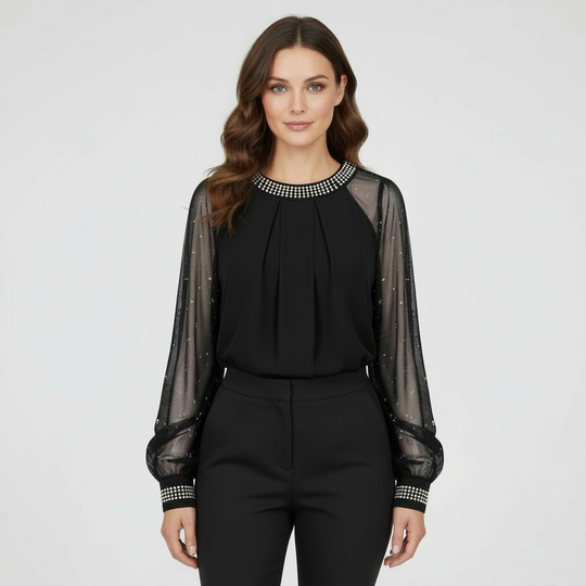 Mesh-Pailletten Damen Top