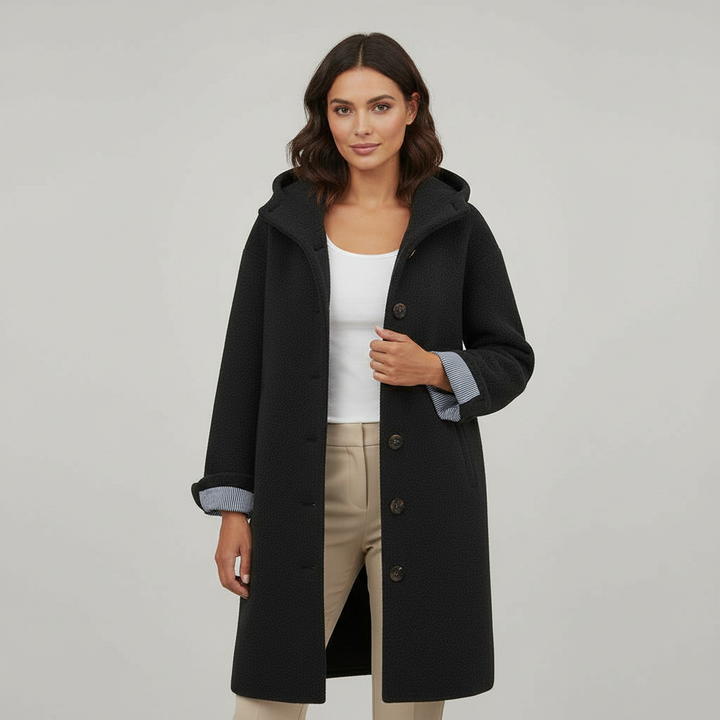 Eleganter Wintermantel Damen Komfort Langer Mantel Fleece