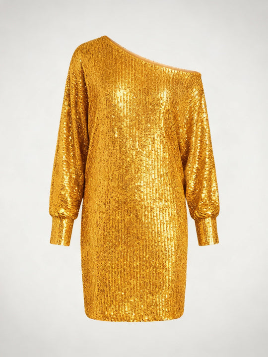 Glamouröses Kontrast Paillettenkleid Damen
