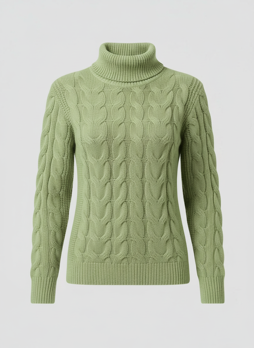 Zopfmuster Rollkragenpullover Damen
